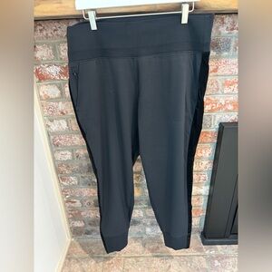 Athleta Black Jogger Pants with Velvet Side Detail